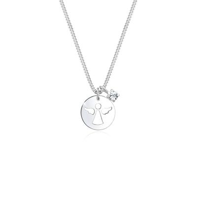 Collierkettchen ELLI "Engel Weiß 925 Sterling Silber, mit Kristallen von Swarovski" Gr. 45, silber, Halsketten, Damen, 45,mit Steinen, Silber 925 (Sterlingsilber), L: 45cm Image