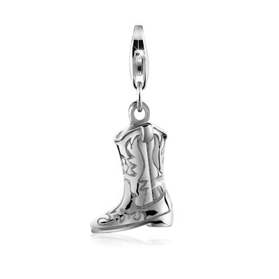 Charm-Einhänger NENALINA "Anhänger Westernstiefel Cowboy Boots 925 Silber", silber, Charms, Damen, ohne Stein, Silber 92