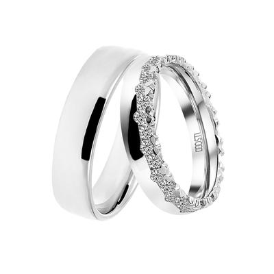 Trauring DOOSTI "Schmuck Geschenk Silber 925 Trauring Ehering Partnerring LIEBE" Gr. 54, silber (silberfarben, kristallweiß), Fingerringe, 54,mit Zirkonia, Silber 925 (Sterlingsilber), 5,0mm, wahlweise mit oder ohne Zirkonia Image