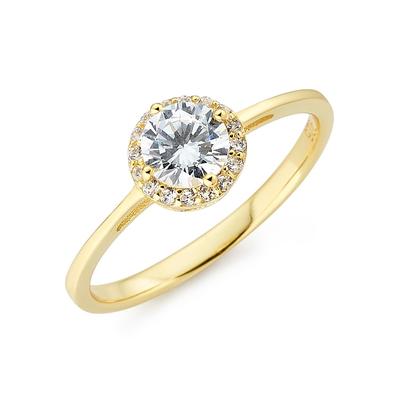 Fingerring FIRETTI "Schmuck Geschenk Silber 925 Silberring Verlobungsring" Gr. 53, gold (gelbgoldfarben, kristallweiß, kristallweiß), Fingerringe, Damen, 53, Silber 925 (Sterlingsilber), 2mm, mit Zirkonia (synth.) Image