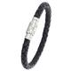 Lederarmband JOOP "2023437" Armbänder Gr. Edelstahl-Leder, schwarz (edelstahlfarben, schwarz) Herren Lederarmbänder