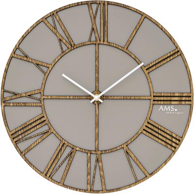 Wanduhr AMS "W9635", grau, Wanduhren, H: 4cm, Quarzuhr,Holz,Ø ca. 40mm,Wohnzimmer,Esszimmer, Schlafzimmer,Küche Image