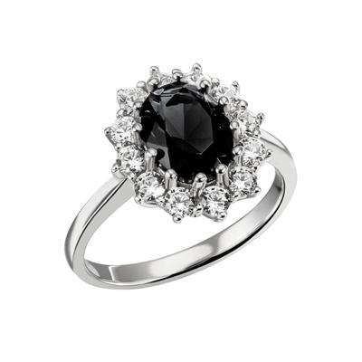 Fingerring FIRETTI "Schmuck Geschenk Silber 925 Silberring Lady D handgefertigt" Gr. 50, schwarz (silberfarben, onyxschwarz, kristallweiß, onyxschwarz, kristallweiß), Fingerringe, Damen, 50, Silber 925 (Sterlingsilber), 2,1mm, mit Glasstein,... Image