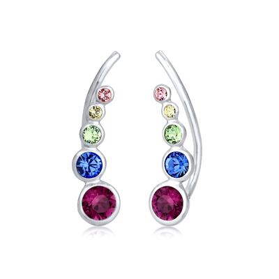 Paar Ohrstecker ELLI "Earclimber Regenbogen Glas Kristalle 925 Sterling Silber", silber, Ohrringe, Damen, OneSize,mit Steinen, Silber 925 (Sterlingsilber) Image
