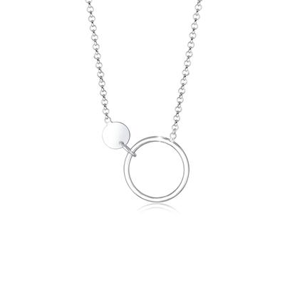 Kette mit Anhänger ELLI "Erbskette Kreis Plättchen Geo Design 925 Sterling Silber" Gr. 45, silber, Halsketten, Damen, 45, ohne Stein, Silber 925 (Sterlingsilber), L: 45cm Image