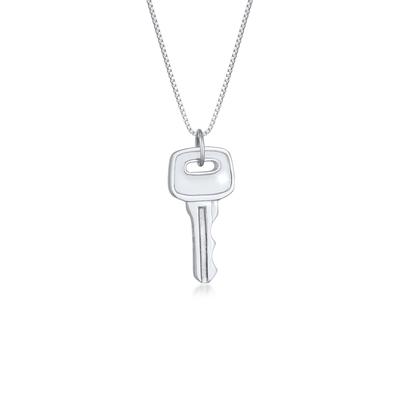 Kette mit Anhänger KUZZOI "Herren Venezianer Schlüssel Key 925 Silber", silber, Halsketten, Damen, 55, ohne Stein, Silber 925 (Sterlingsilber), L: 55cm Image