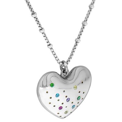Kette mit Anhänger FIRETTI "Schmuck Geschenk Silber 925 Halsschmuck Halskette Venezianer Herz", bunt (silberfarben, flieder, grün, blau, gelb, pink), Halsketten, Damen, Silber 925 (Sterlingsilber), L: 45cm B: 1,3mm, mit Zirkonia (synth.), B:1,3mm Image
