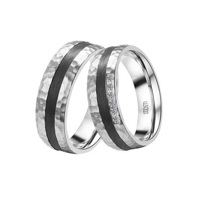Trauring DOOSTI "Schmuck Geschenk Edelstahl Trauring Ehering Partnerring LIEBE" Gr. 62, schwarz (edelstahlfarben, schwarz, kristallweiß), Fingerringe, 62,mit Zirkonia, Edelstahl-Carbon, 7mm, Edelstahl, Carbon, wahlweise mit oder ohne Zirkonia Image