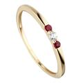 Fingerring JOBO "Ring mit Rubin und Zirkonia" Fingerringe Gr. 60, Gelbgold 333, goldfarben (gelbgold 333, rot) Damen Fingerringe