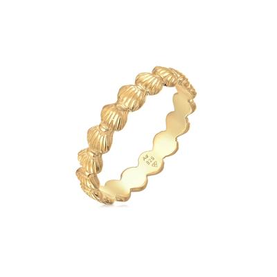 Fingerring ELLI "Bandring Muscheln Maritim Beach Look 925 Silber" Gr. 52, gold, Fingerringe, Damen, 52mm, ohne Stein, Silber 925 (Sterlingsilber), 5mm Image