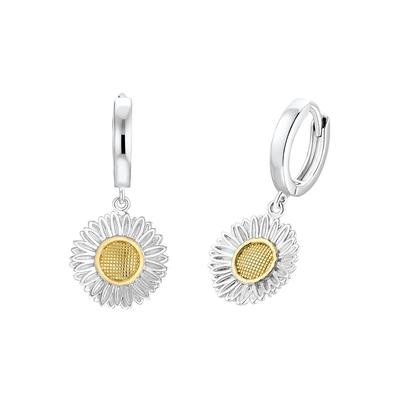 Paar Creolen AMOR "Blume, 2031814", gold (silberfarben, gelbgoldfarben), Ohrringe, Damen, Silber 925 (Sterlingsilber) Image