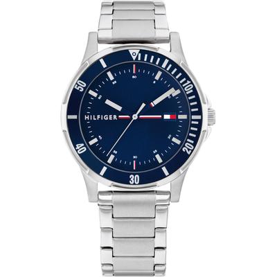 Quarzuhr TOMMY HILFIGER "KIDS", silber (silberfarben, dunkelblau), Armbanduhren, Kinder, Armbanduhr, Kinderuhr, Mädchen, Jungen, Geschenkidee, Geburtstag Image