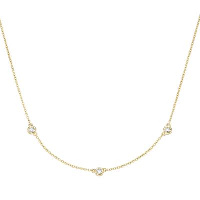 Collier LUIGI MERANO "mit 3 funkelnden Brillanten, Zargenfassung, Gold 585" Halsketten Gr. 45cm, Gelbgold 585, goldfarben (gold) Damen