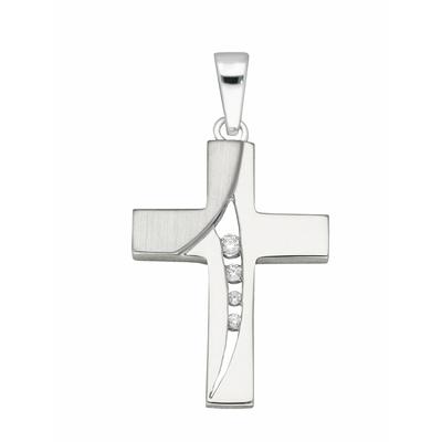 Ketten-Anhänger ADELIA´S "925 Silber Kreuz Anhänger mit Zirkonia", silber, Schmuckanhänger, Damen, Damen,mit Zirkonia, S