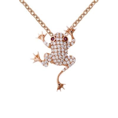 Kette mit Anhänger FIRETTI "Schmuck Geschenk Silber 925 Halsschmuck Halskette Ankerkette Frosch", rosa (roségoldfarben, weiß, rot), Halsketten, Damen, Silber 925 (Sterlingsilber), L: 45cm, Made in Germany - mit Zirkonia (synth.) Image