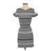 Maje Casual Dress - Mini V Neck Short sleeves: Gray Print Dresses - Women's Size Small