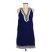 Mud Pie Casual Dress - Shift V-Neck Sleeveless: Blue Print Dresses - Women's Size Medium