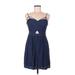 BCBGeneration Casual Dress - Mini: Blue Solid Dresses - Women's Size 8