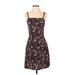 Hinge Casual Dress - A-Line Square Sleeveless: Blue Floral Dresses - Women's Size X-Small