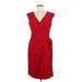 Lauren by Ralph Lauren Cocktail Dress - Wrap V Neck Sleeveless: Red Print Dresses - Women's Size 10