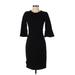 J.Crew Casual Dress - Sheath High Neck 3/4 sleeves: Black Print Dresses - Women's Size 00