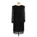 Badgley Mischka Casual Dress - Shift Crew Neck 3/4 sleeves: Black Print Dresses - Women's Size 10