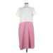 Lake Flower Casual Dress - Shift High Neck Short sleeves: Pink Print Dresses - Women's Size Medium