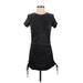 Victoria's Secret Pink Casual Dress - Mini Crew Neck Short sleeves: Black Solid Dresses - Women's Size Small