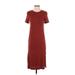 Jessica Simpson Casual Dress - Midi High Neck Short sleeves: Burgundy Print Dresses - Women's Size X-Small