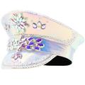 BYUTFA Rhinestones Costume Hat for Bride Cosplay Costume Party Cap Blingbling Navy Hat MasqueradeBall Stage Props Military Hat