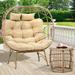 Dakota Fields Consiglia Double Standing Egg Chair (with End Table) Wicker/Rattan in Brown | 59.4 H x 30.7 W x 51.2 D in | Wayfair