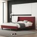 Latitude Run® Queen Linen Platform Bed Frame Upholste in Red | 39 H x 63 W x 81 D in | Wayfair F526DEEE61F144E29444FF21F62BF990