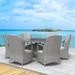 Wildon Home® Dustion Round 6 - Person 53.15" L Outdoor Dining Set Glass/Wicker/Rattan in Gray | 53.15 W x 53.15 D in | Wayfair