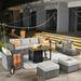 Red Barrel Studio® Tayden 10 Piece Sofa Seating Group w/ Cushions Synthetic Wicker/All - Weather Wicker/Wicker/Rattan in Black/Gray | Outdoor Furniture | Wayfair