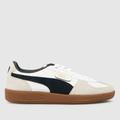 PUMA palermo leather trainers in white & black