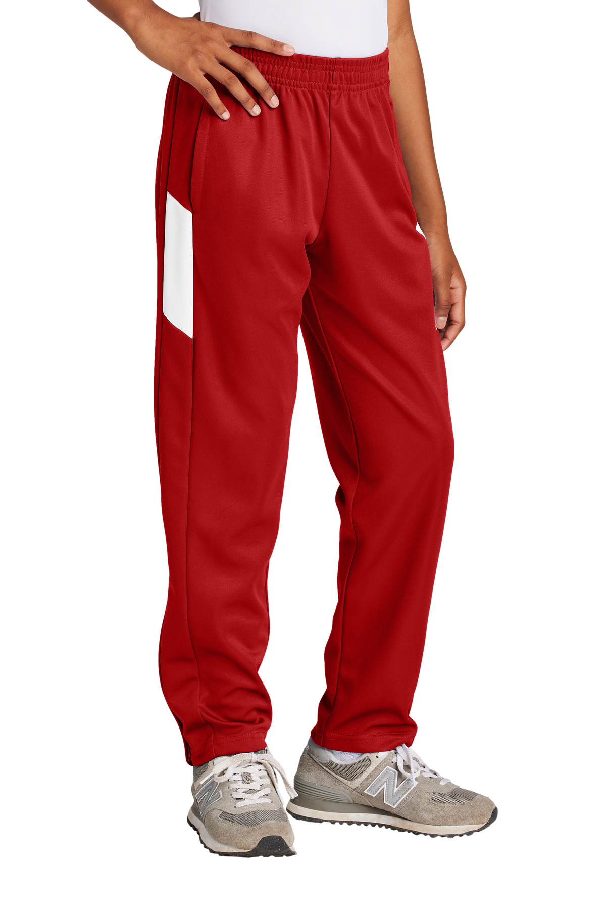Sport-Tek YPST800 Youth Travel Pant in Deep Red/White size XS | Polyester