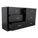 Modern Black 6-Drawer Dresser - Ample Storage Wide Chest Of Drawers, Sturdy & Safe