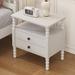 Minimalist Nightstand 2 Drawer End Table Featured Sofa Side Table with Gourd Shaped Leg and Open Storage Shelf