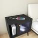 LED Nightstand End Table with Charging Station and Glass Door, Black