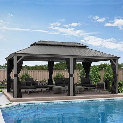 PURPLE LEAF 12' X 20' Hardtop Gazebo Outdoor Metal Double Roof Gazebo for Patio