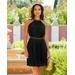 Boston Proper - Black - Chain Detail High neck Pleated Fit and Flare Dress - XXS