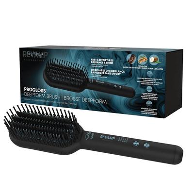 Revamp Progloss Deepform Ceramic Straightener Brush - Ionic Anti-Frizz Straightening Brush, Auto-Off & 9' Swivel Cord