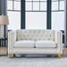 Velvet Sofa for Living Room,Buttons Tufted Square Arm Couch, Modern Couch Upholstered Button and Metal Legs, Sofa Couch