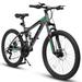 CIYOYO Mountain Bike for Mens and Womens 24 Inch Adult Bicycle Trail Bike 21-Speed Full Suspension Gray