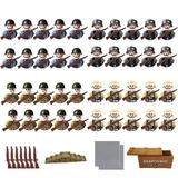 104 Pcs WW2 Military Army Action Figures with equipment and Base Boards Building Blocks Toys Mini World War 2 Battle Soldiers Figures Gifts for Kids to Build a War Scene