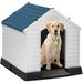 YRLLENSDAN 32in Insulated Dog House Outdoor Igloo Dog Houses Plastic Dog House for Small Medium Dogs Waterproof with Air Vents & Elevated Floor Blue