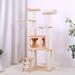 Pefilos 58 Cat Tree Tower for Indoor Cats Multi-Level Wood Cat Condo for Large Cats with Space Capsule Top Perch Beige