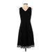 Talbots Casual Dress - A-Line: Black Solid Dresses - Women's Size 2