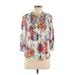 RACHEL Rachel Roy Long Sleeve Blouse: White Floral Tops - Women's Size Small