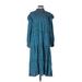 bl^nk Casual Dress - Midi Mock 3/4 sleeves: Teal Dresses - Women's Size Large Petite